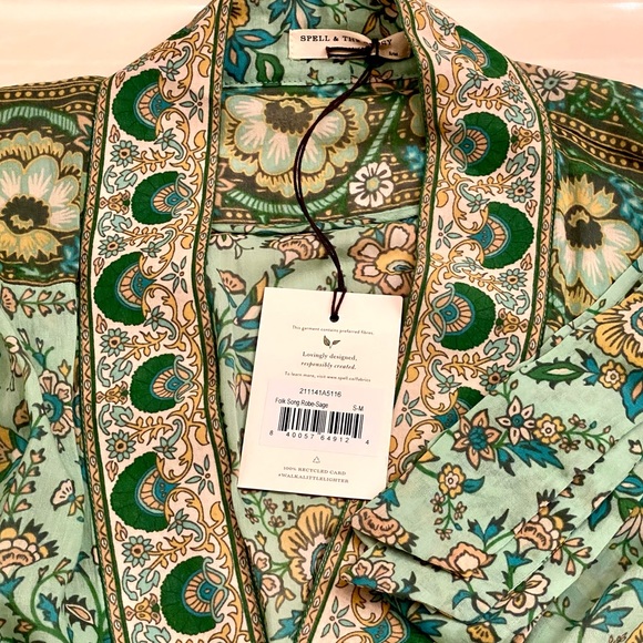 πΊπHPππΊ NWT Spell & The Gypsy Folk Song Kimono Robe Sage - Picture 16 of 16